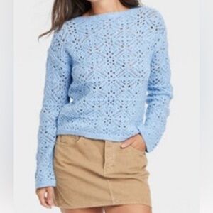 Universal Thread Women’s Light Blue Crochet Sweater M